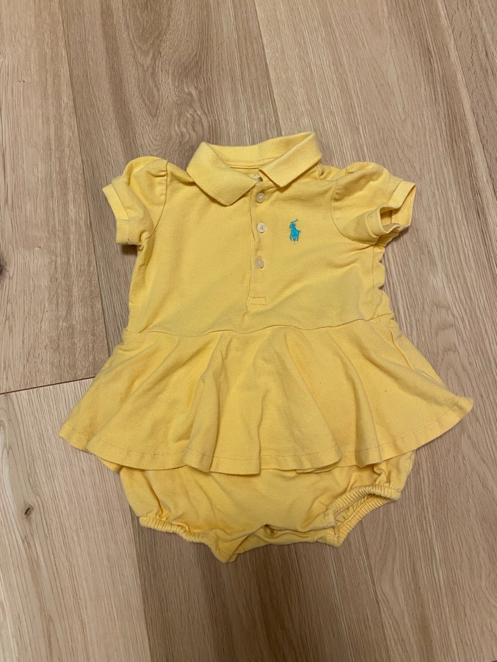 Ralph Lauren Yellow Polo Peplum Baby One-Piece